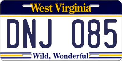 WV license plate DNJ085
