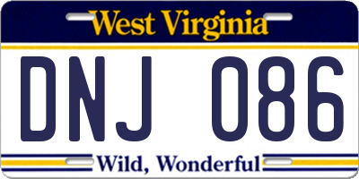 WV license plate DNJ086