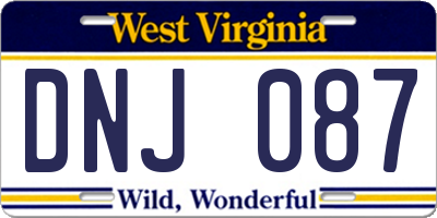 WV license plate DNJ087