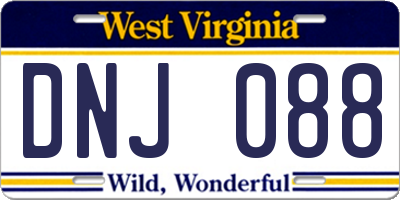 WV license plate DNJ088