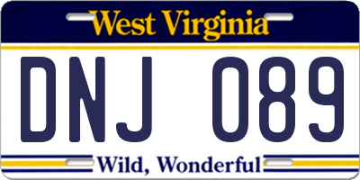 WV license plate DNJ089
