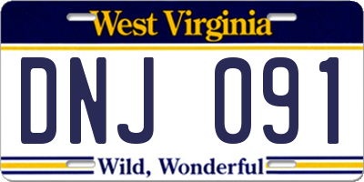 WV license plate DNJ091