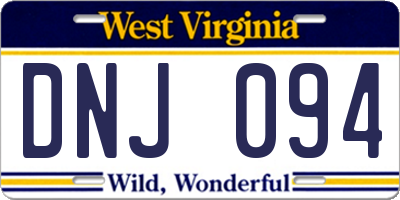 WV license plate DNJ094