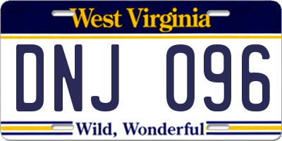 WV license plate DNJ096