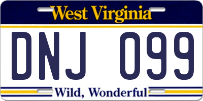 WV license plate DNJ099