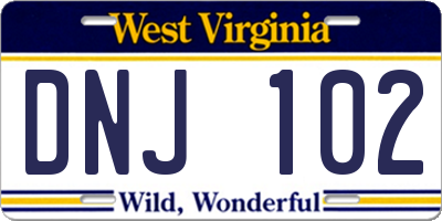 WV license plate DNJ102