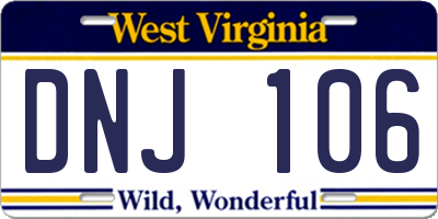 WV license plate DNJ106