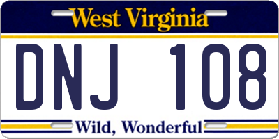 WV license plate DNJ108