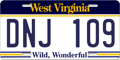 WV license plate DNJ109