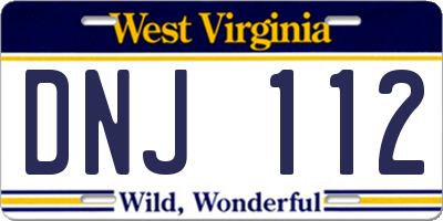 WV license plate DNJ112