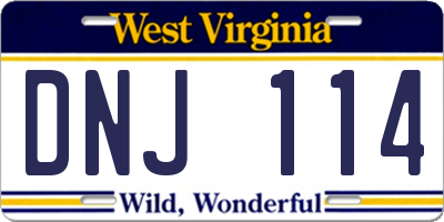 WV license plate DNJ114