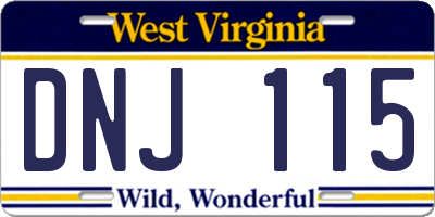 WV license plate DNJ115