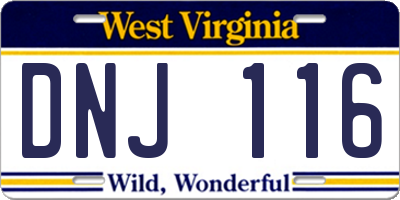WV license plate DNJ116