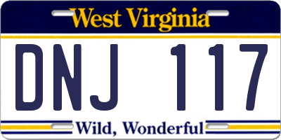 WV license plate DNJ117