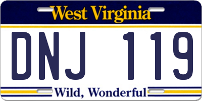 WV license plate DNJ119