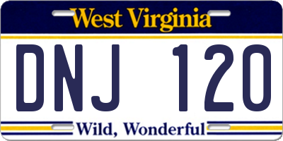 WV license plate DNJ120