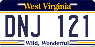 WV license plate DNJ121