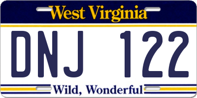 WV license plate DNJ122