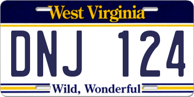WV license plate DNJ124