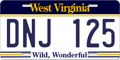 WV license plate DNJ125