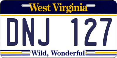 WV license plate DNJ127