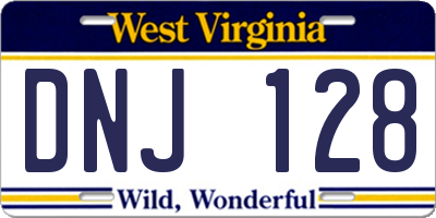WV license plate DNJ128