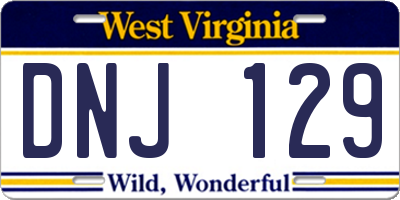 WV license plate DNJ129
