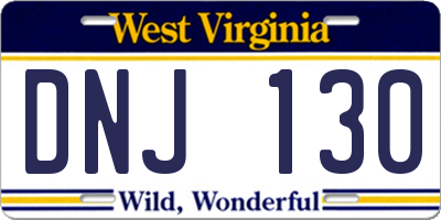 WV license plate DNJ130
