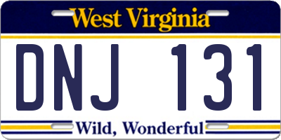 WV license plate DNJ131