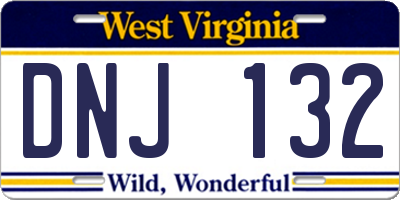 WV license plate DNJ132