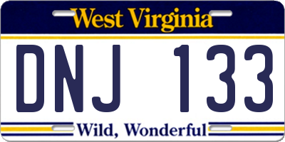 WV license plate DNJ133