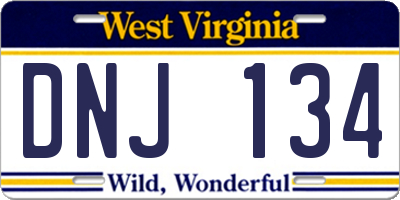 WV license plate DNJ134