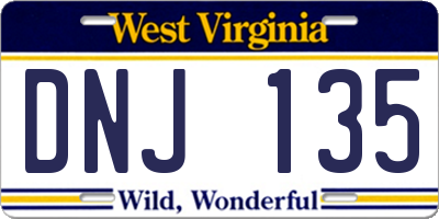 WV license plate DNJ135