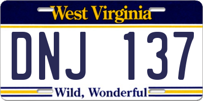 WV license plate DNJ137