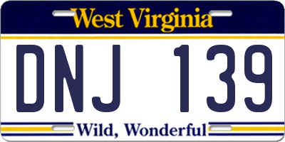 WV license plate DNJ139