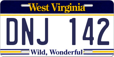 WV license plate DNJ142
