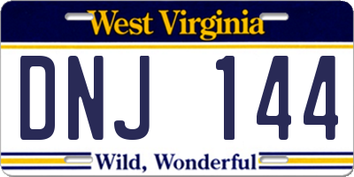 WV license plate DNJ144