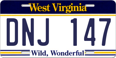 WV license plate DNJ147