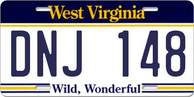 WV license plate DNJ148