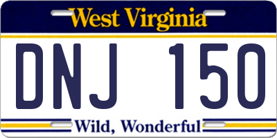 WV license plate DNJ150