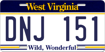 WV license plate DNJ151