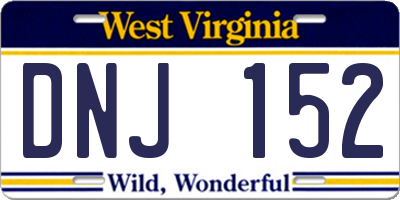WV license plate DNJ152