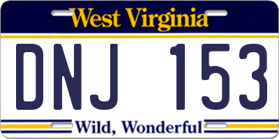 WV license plate DNJ153