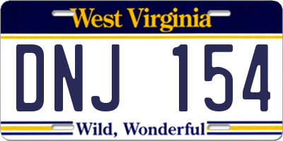 WV license plate DNJ154