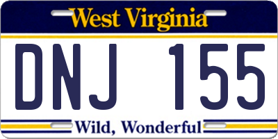 WV license plate DNJ155