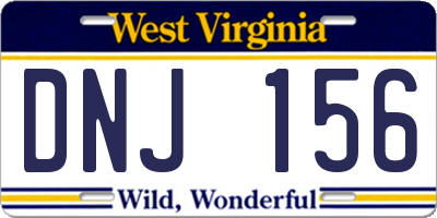 WV license plate DNJ156