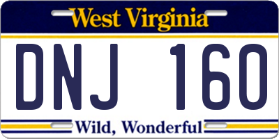 WV license plate DNJ160