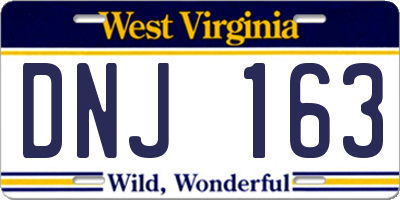 WV license plate DNJ163