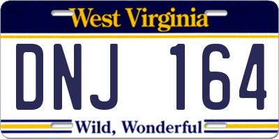 WV license plate DNJ164
