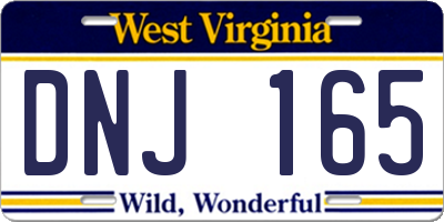 WV license plate DNJ165